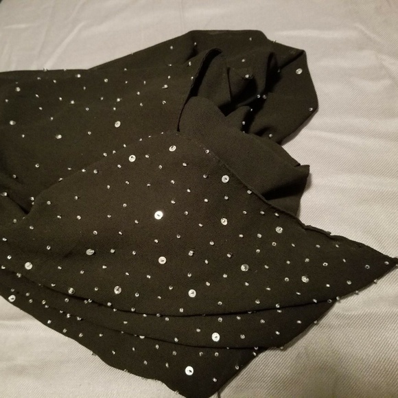 VTG Women's Black Sequin Evening Wrap Prom Scarf - Picture 5 of 6